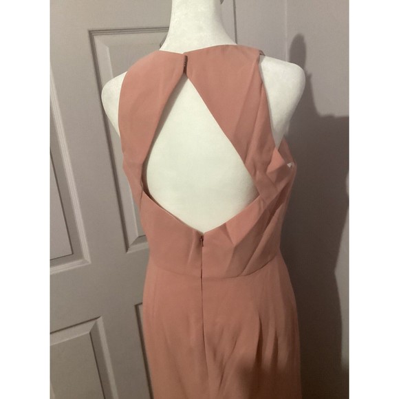 DESSY 3029 DIAMOND CUTOUT BACK TRUMPET GOWN FRONT SLIT DESERT ROSE 8 NEW - Picture 5 of 12